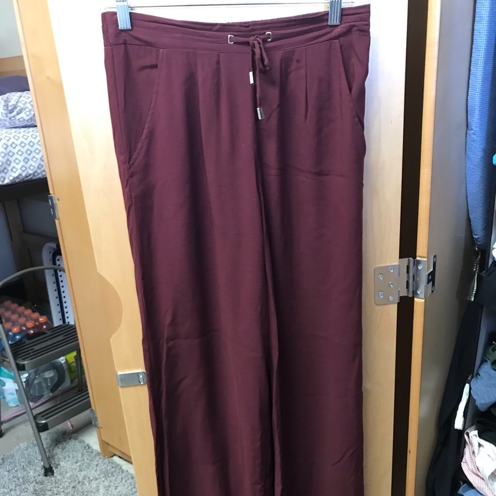 Burgundy “flowy” pants